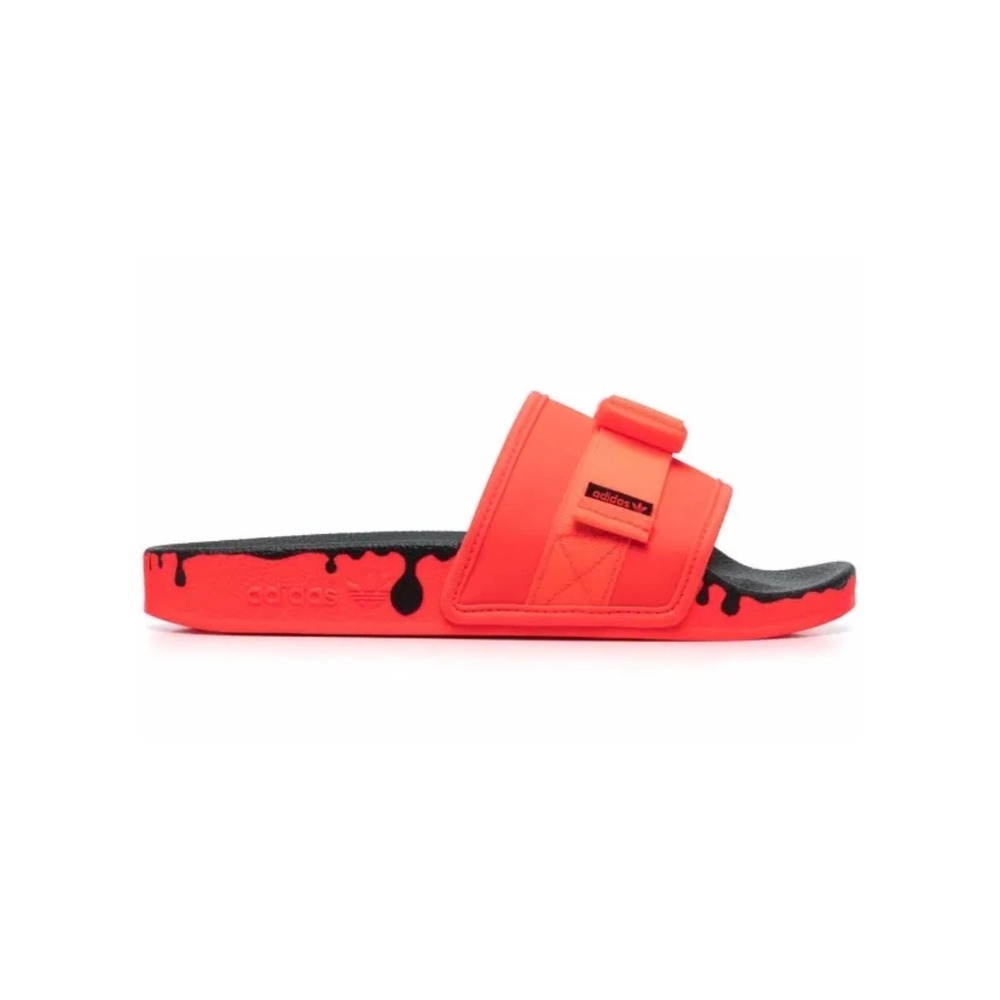 Adidas Pouchylette Flat Slides‎ Solar Orange Black Zip Pouch Sandals GW0390 Mens